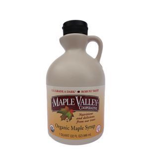 Maple Valley – Grade A Dark Robust (formerly Grade B) Organic Maple Syrup – (32 oz) Quart